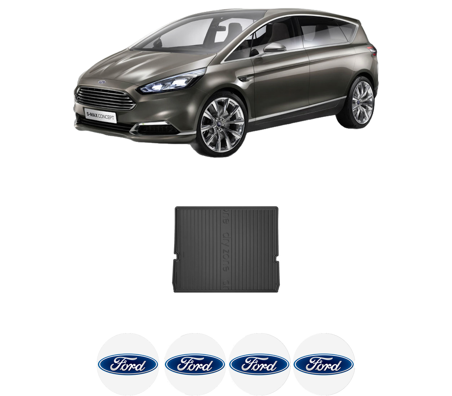 Tavita Portbagaj FORD S-MAX (CJ, WA6) din 2015-2021, Protectie Portbagaj Auto, 4x Stickere auto cu FORD
