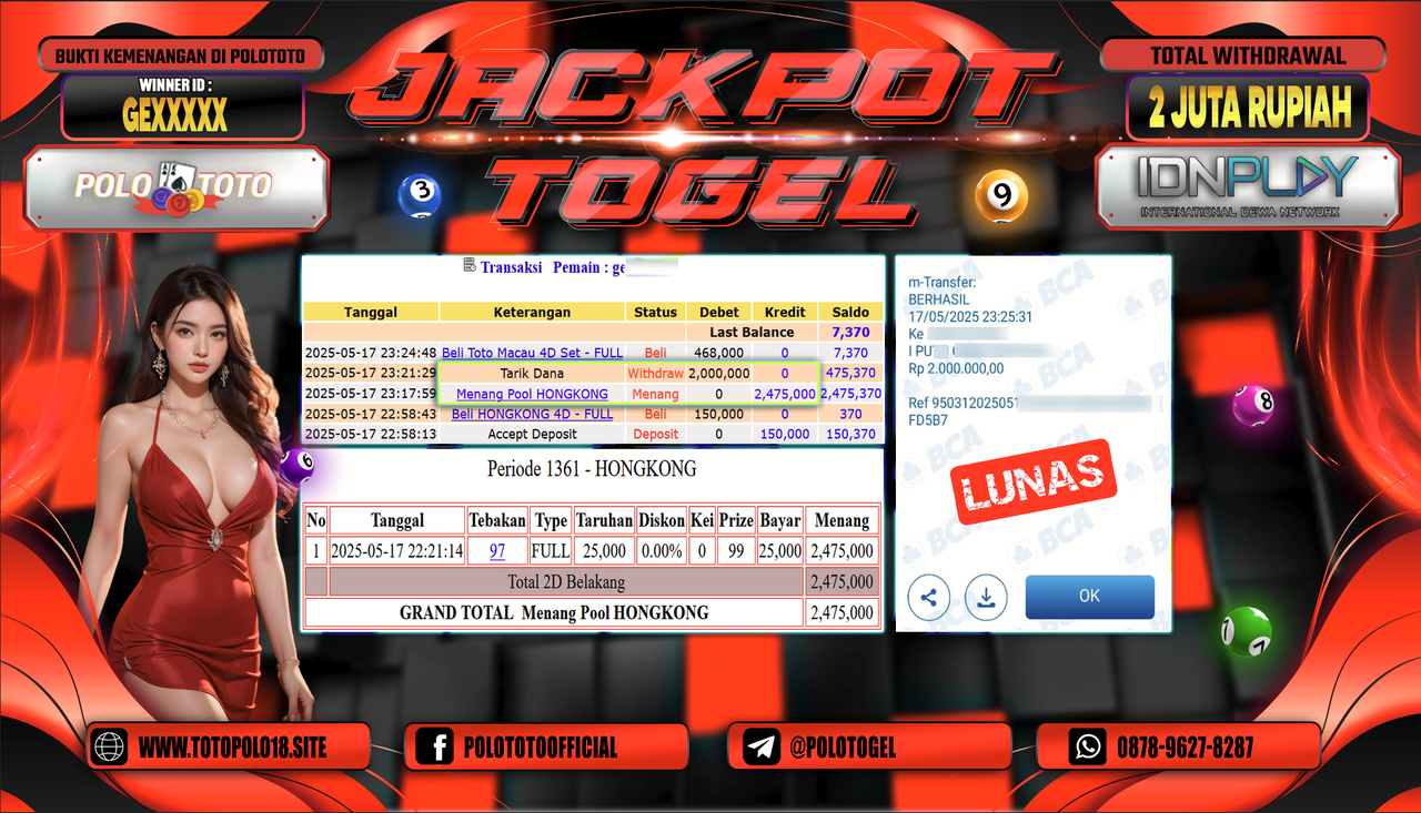 POLOTOTO JACKPOT TOGEL HONGKONG LOTTO Rp.2.000.000,-