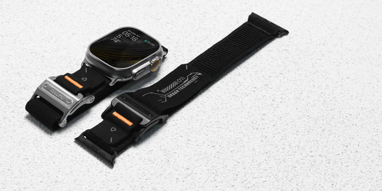 Curea pentru Apple Watch Ultra 1/2/3 49mm, Seria 11/10/9/8/7 45mm, Seria 6/5/4/SE 44mm, Aulumu A11, Nylon moale, Catarama neagra magnetica inox, Confort maxim, Reglaj rapid, Negru Inchis 1 2800 1400 2