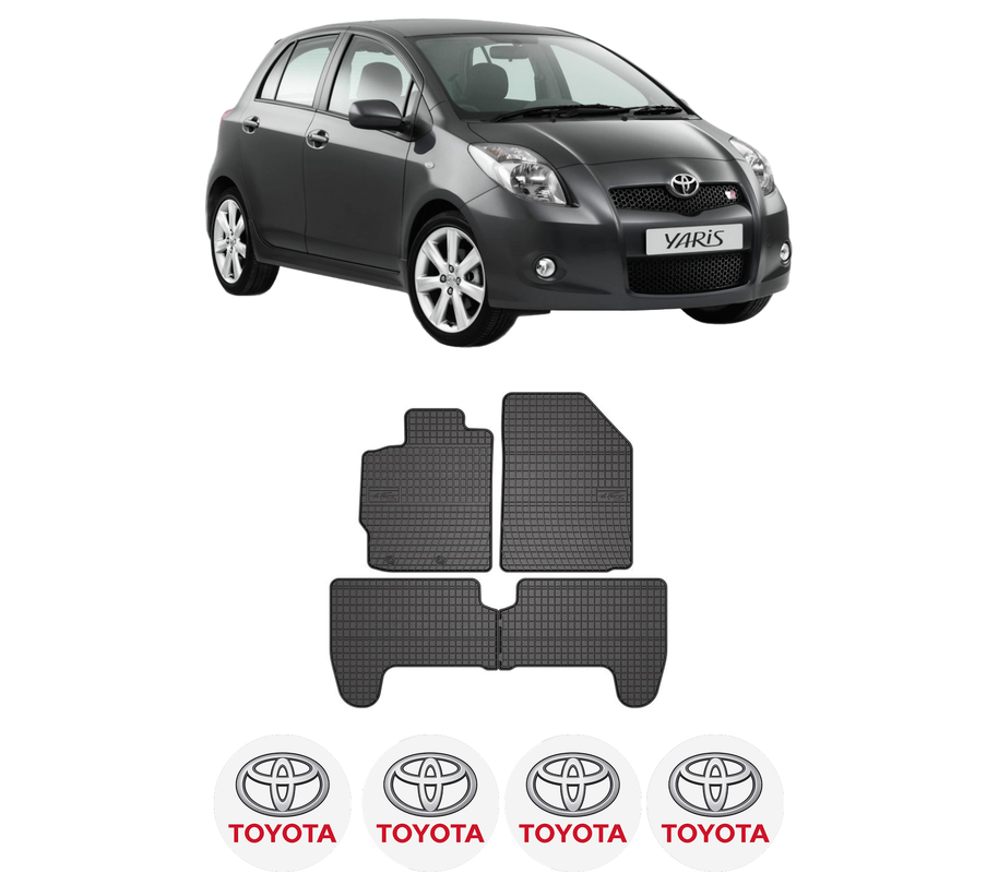 Set covorase presuri TOYOTA YARIS (_P9_) din 2005-2014, auto, din cauciuc thermoplastic, 4 Stickere auto cu TOYOTA