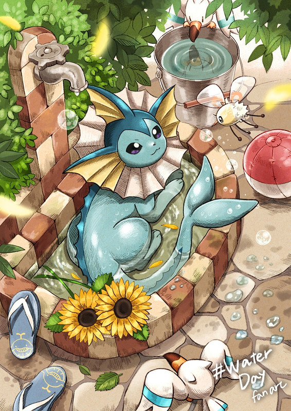 vaporeon-wingull-and-cutiefly-pokemon-dr