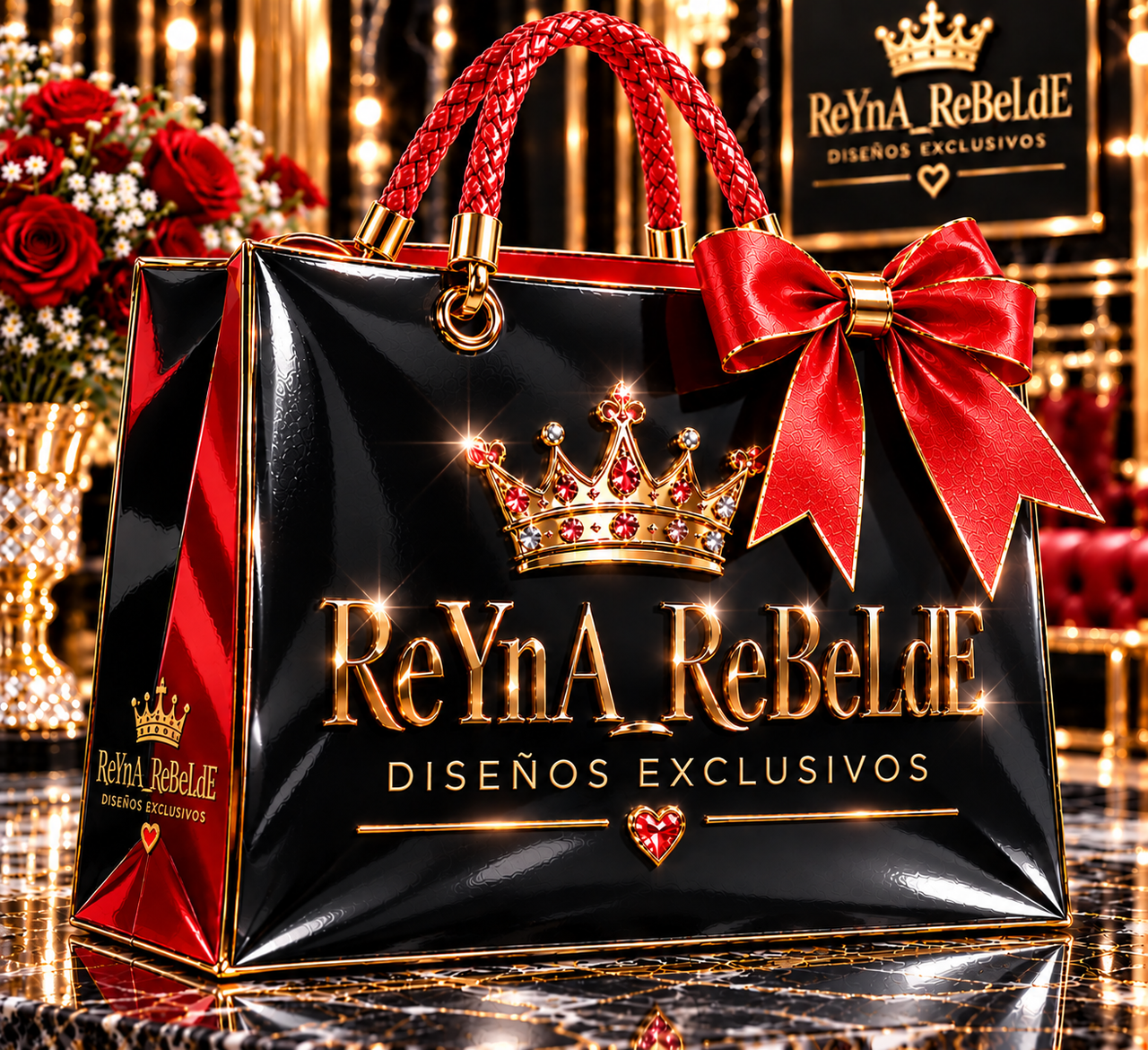 Bolso-de-lujo-negro-y-rojo-con-corona-dorada