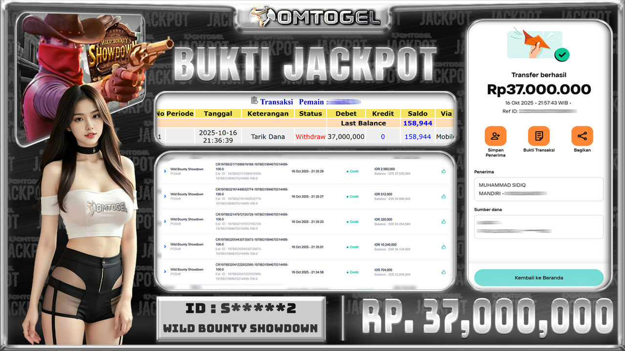 OMTOGEL JACKPOT PGSOFT WILD BOUNTY SHOWDOWN 37 JUTA DI BAYAR LUNAS ,-