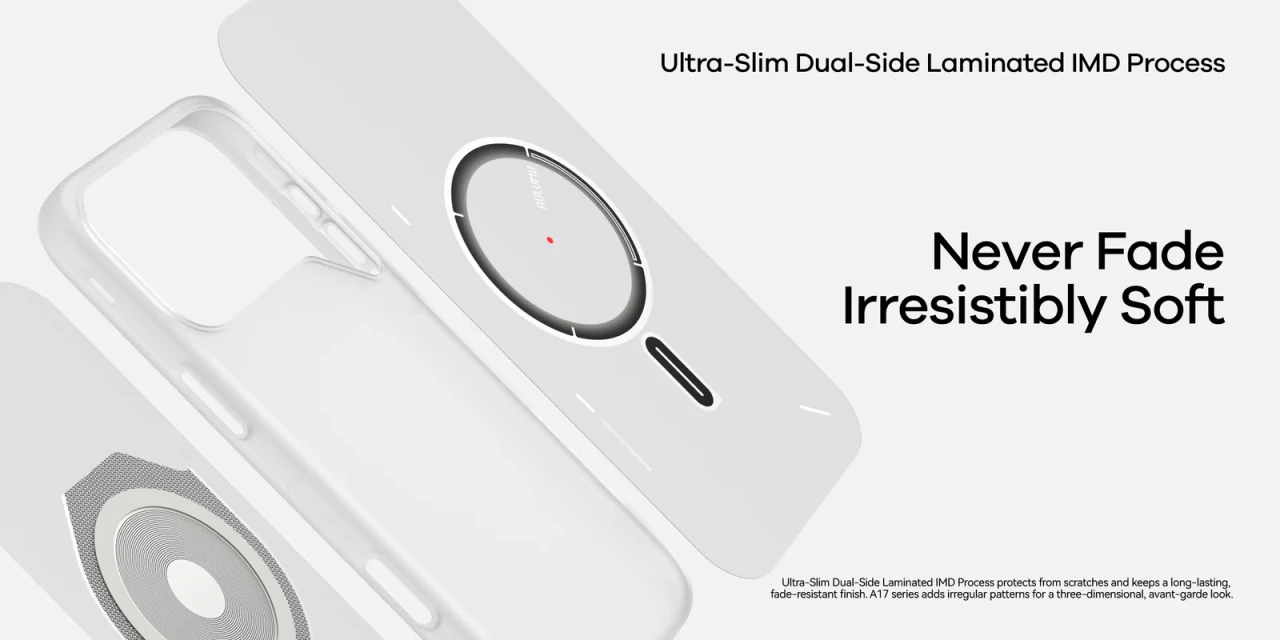 Husa pentru iPhone 17 Pro, Aulumu A17 Frosted, TPU rezistent, Compatibila MagSafe, Efect fosforescent, Protectie Camera, Butoane aluminiu, Racire activa CoolHyper, Protectie premium, Gri/Transparent A17 tpu pc 7