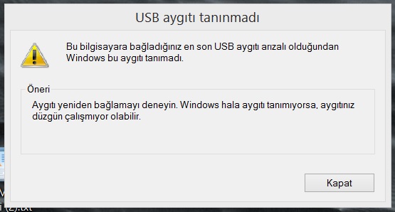 usbtanınmadı