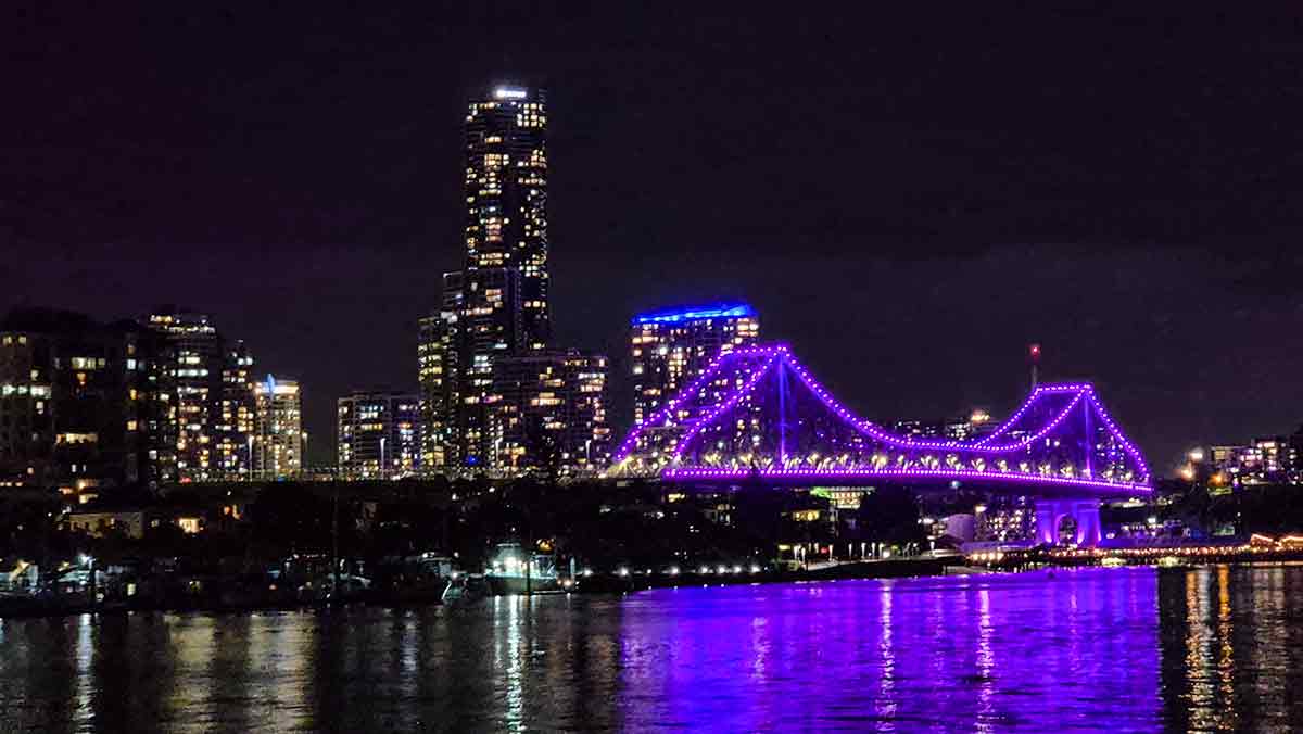 Story Bridge in purple