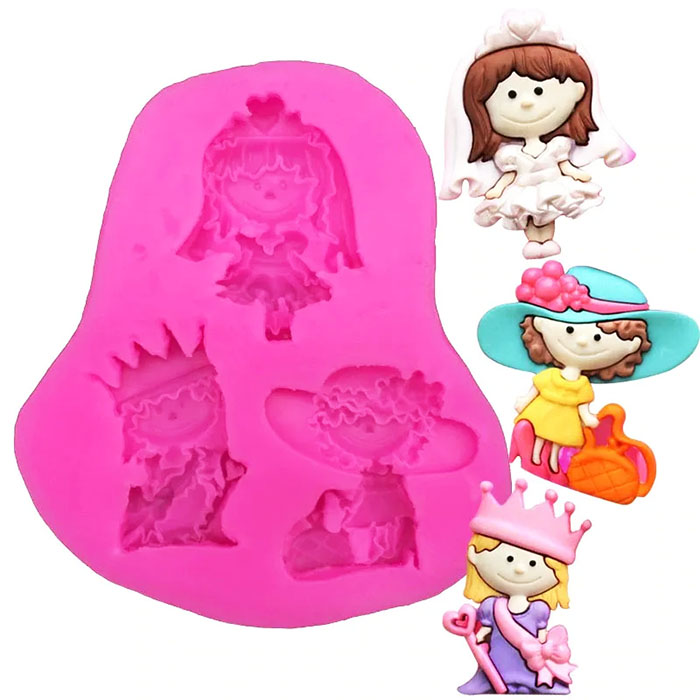 Molde de silicona muñeca apliques de novia, reina y dama elegante