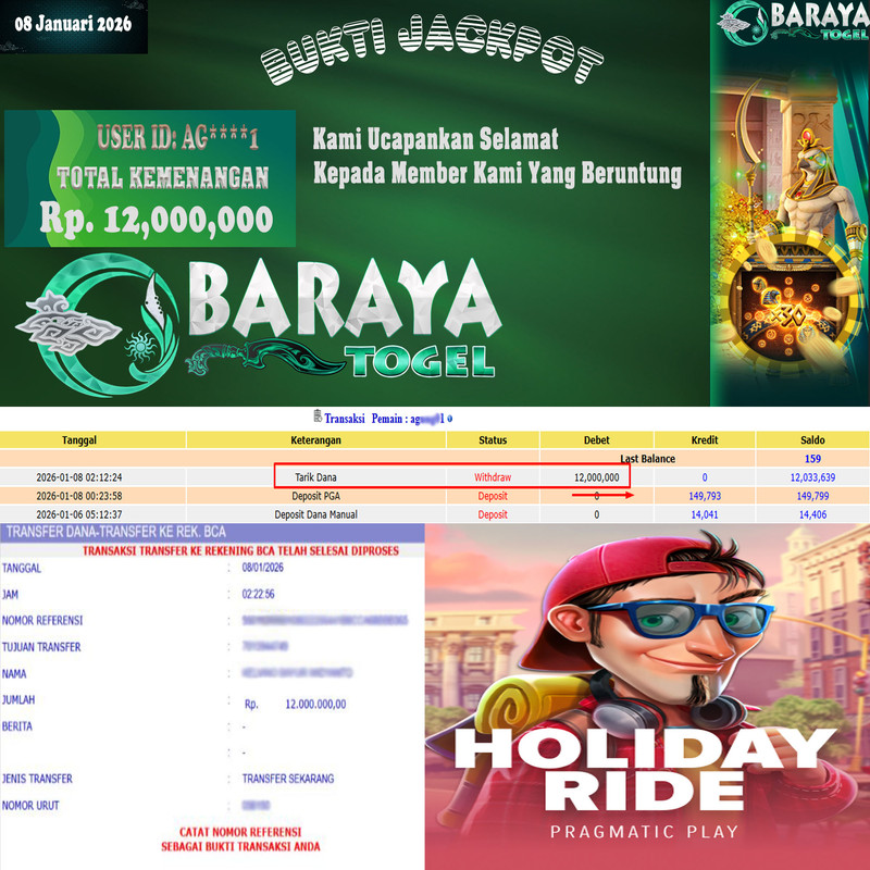 Rp. 12.000.000.- WD LUNAS DI BARAYATOGEL