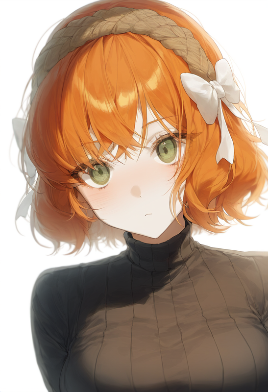 depth of field, 1girl, ishmael (limbus company), short hair, orange hair, {{gree s-1044109465