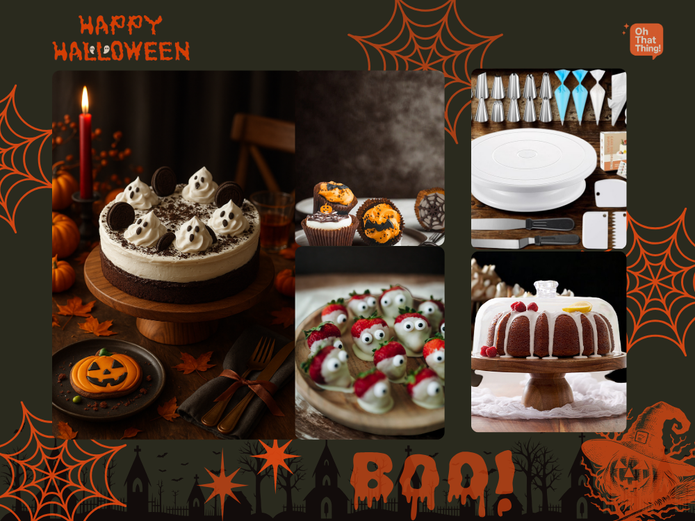 Halloween Chocolate Cake with Cream Ghosts