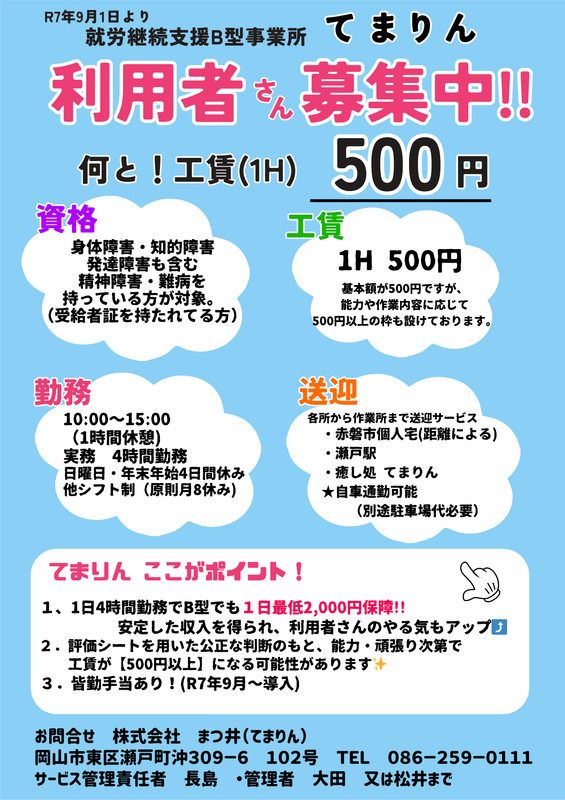 B型事業所 作業工賃