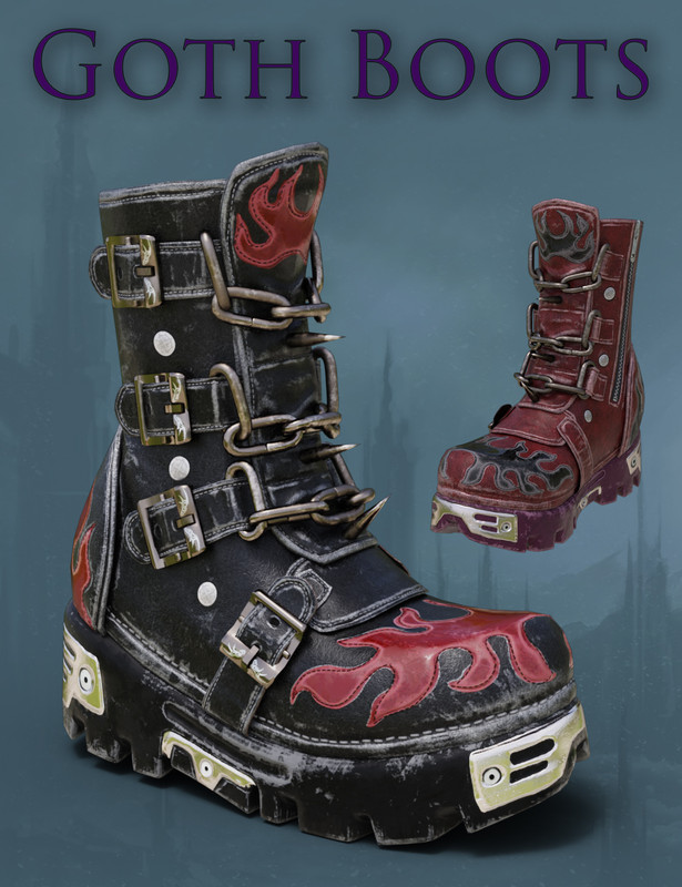 Slide3D Goth Boots for Genesis 3 Female(s)