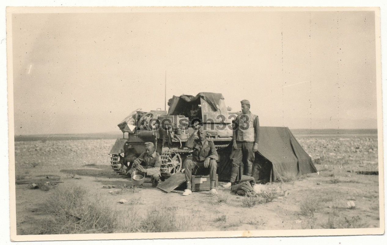 Foto Afrika Korps Panzermänner mit Panzerjäger I
