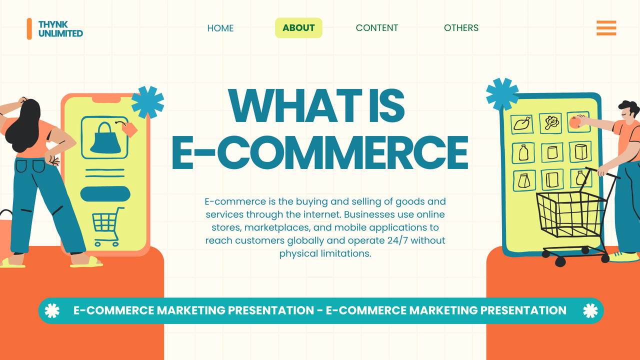 Green and Orange Illustrative E-Commerce Marketing Presentation