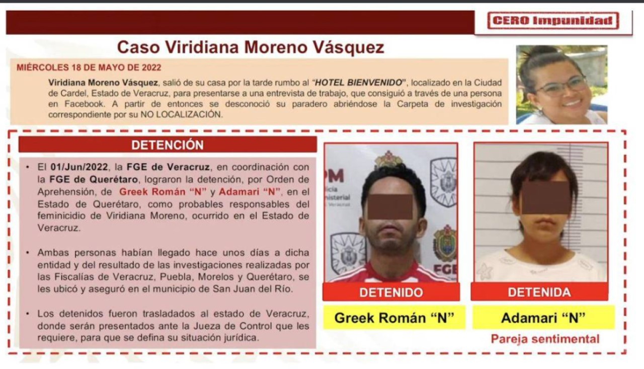 Feminicida serial habría asesinado a Viridiana Moreno; ahora está detenido