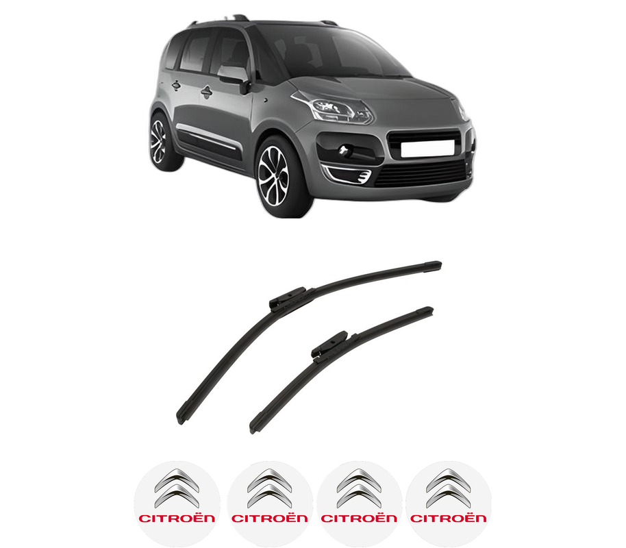 Set stergatoare auto CITROEN C3 PICASSO (SH_) din 2008-2017, pentru parbriz auto, 2 bucati, Bosch Aerotwin, din cauciuc siliconat rezistent, 4 Stickere Auto CITROEN