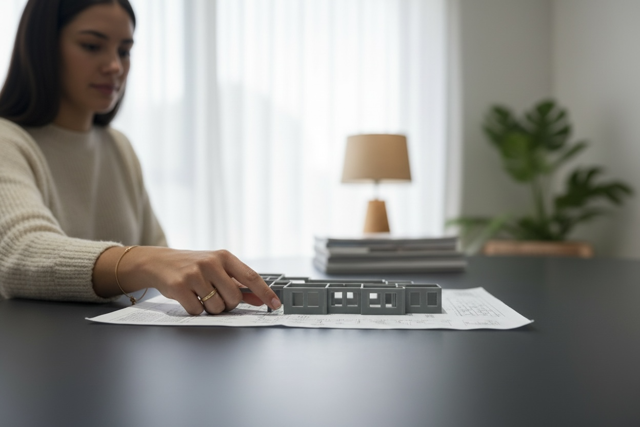 Sales professional with model