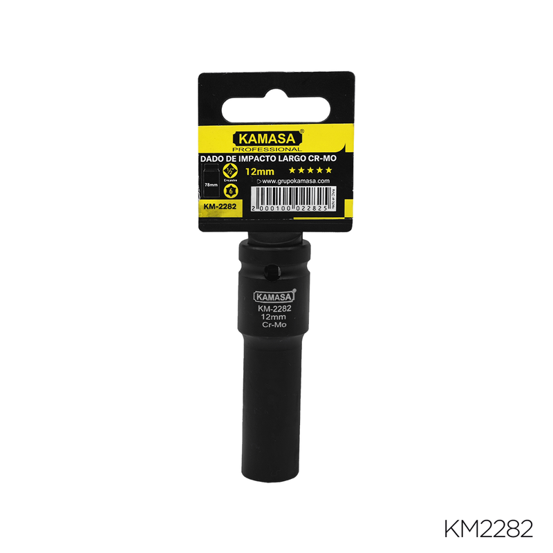 DADO DE IMPACTO LARGO CRMO "KAMASA" - 1/2"DR.X 12MM 