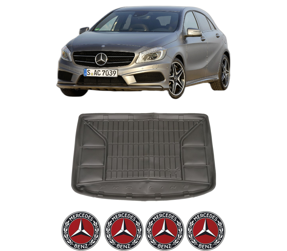 Tavita Portbagaj MERCEDES-BENZ A-CLASS (W176) din 2012-2018, Protectie Portbagaj Auto, 4x Stickere auto cu MERCEDES-BENZ