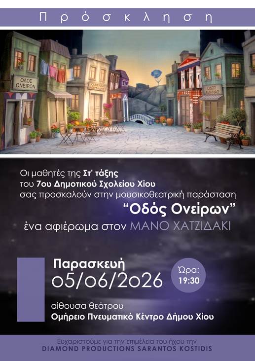 «ΟΔΟΣ ΟΝΕΙΡΩΝ» ΑΠΟ ΤΟΥΣ ΜΑΘΗΤΕΣ ΤΟΥ 7ΟΥ ΔΗΜΟΤΙΚΟΥ ΣΧΟΛΕΙΟΥ ΧΙΟΥ ΣΤΟ ΟΜΗΡΕΙΟ