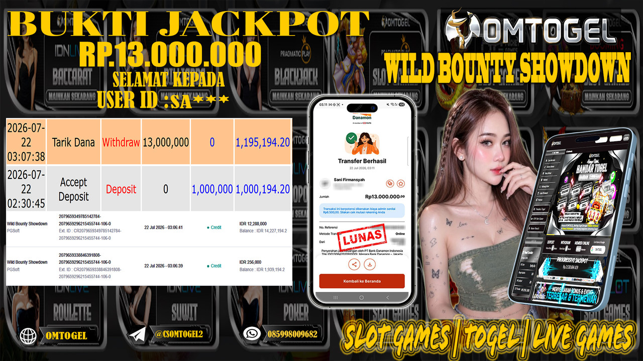 OMTOGEL JACKPOT PG SOFT WILD BOUNTY SHOWDOWN  Rp,13,000,000,- DIBAYAR LUNAS