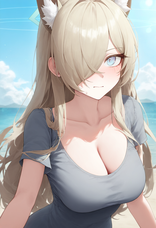 depth of field, 1girl, kanna (blue archive), collarbone cleavage, short sleeves, s-1262814410