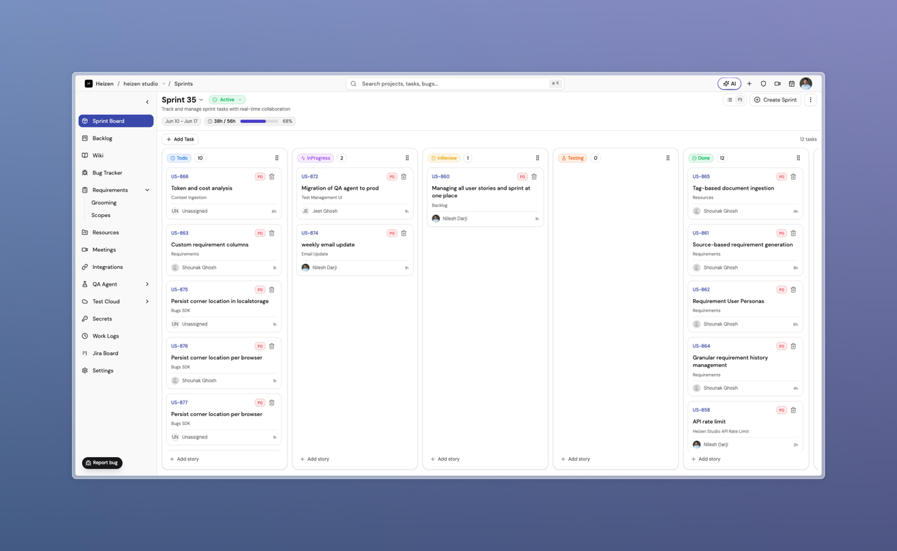 Sprint Kanban board