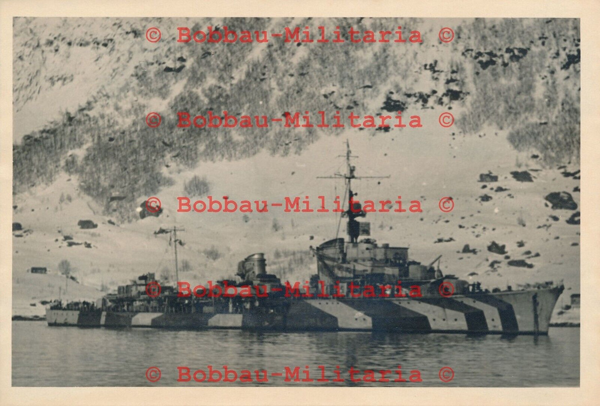 Foto Norwegen ALTA Fjord Kriegsmarine Zerstörer Z 20 Karl Galster camo