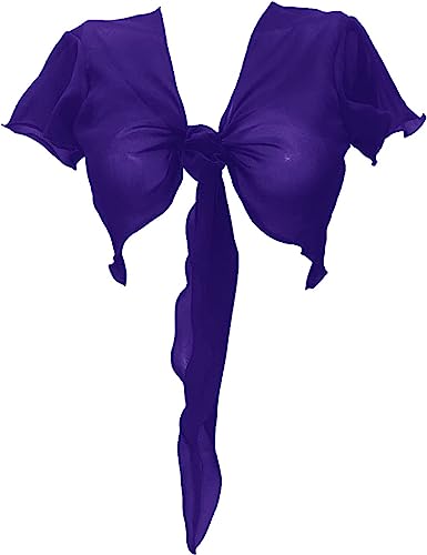 Women's Chiffon Choli Blouse Short Sleeve Tie Crop Top Shrug Belly Dance Gypsy - Bild 4 von 63