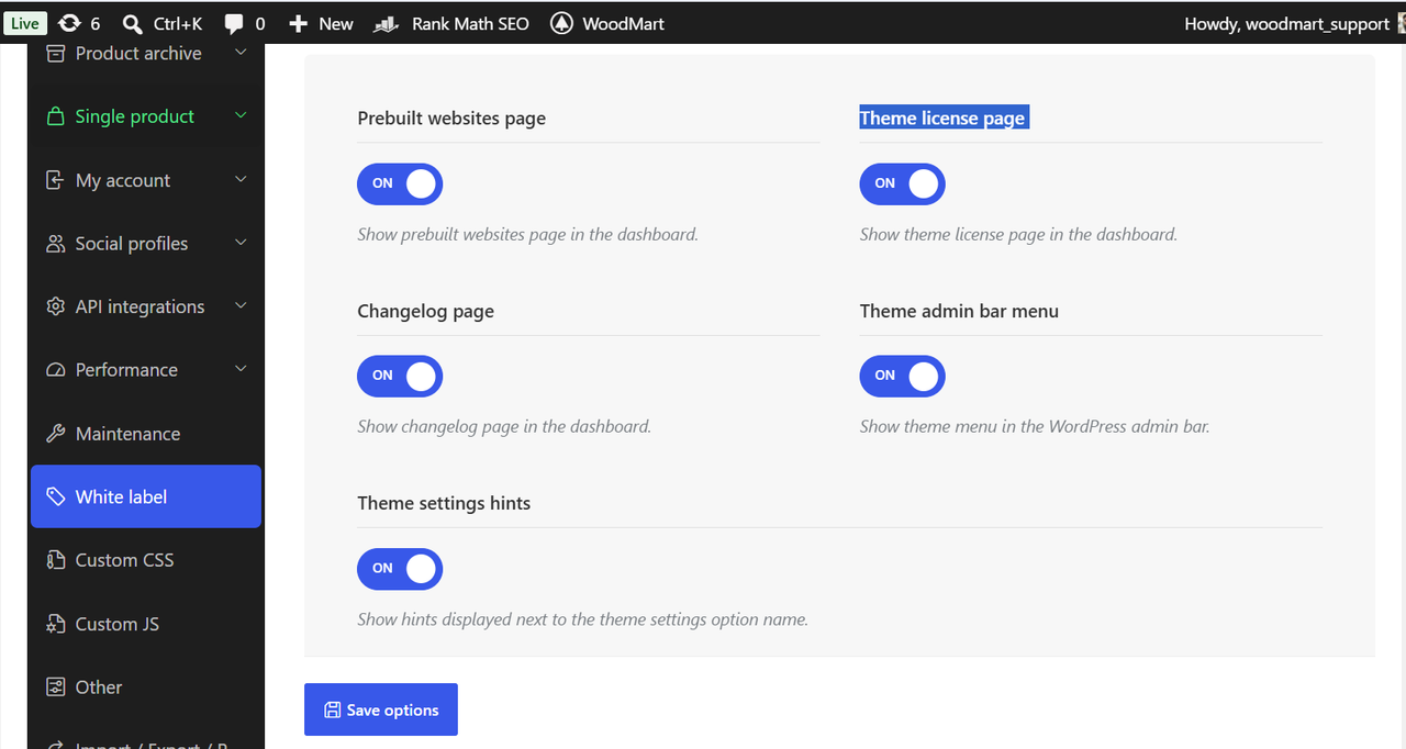 theme license page