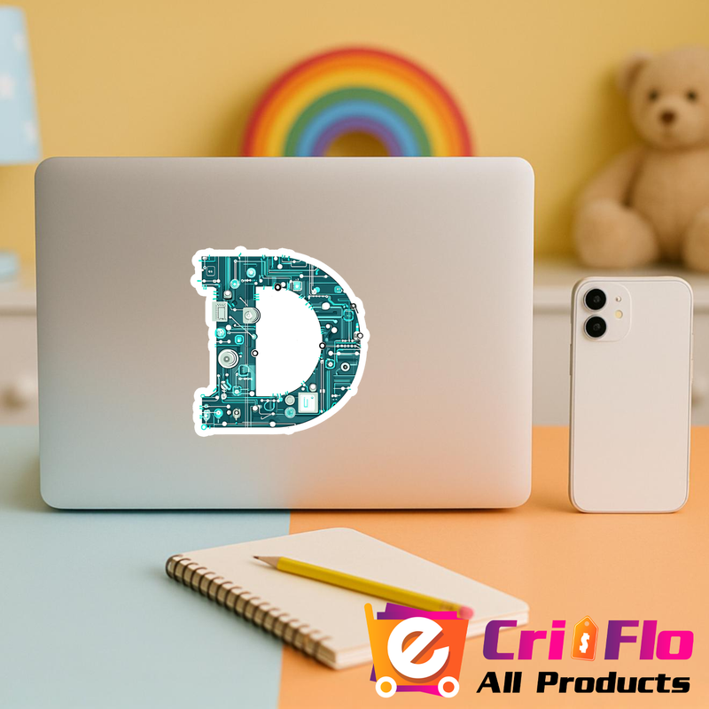 Stickere Decorative Alfabet Litera D cu circuite, Autoadeziv, Cri-Flo, dimensiune 6 cm