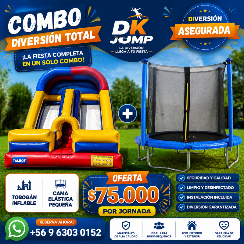 Combo Tobogán Grande + Cama Elástica