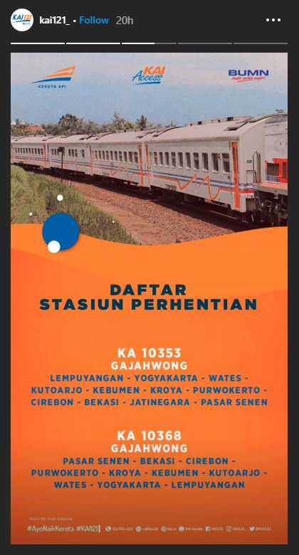 Daftar Stasiun Pemberhentian KA Gajahwong.