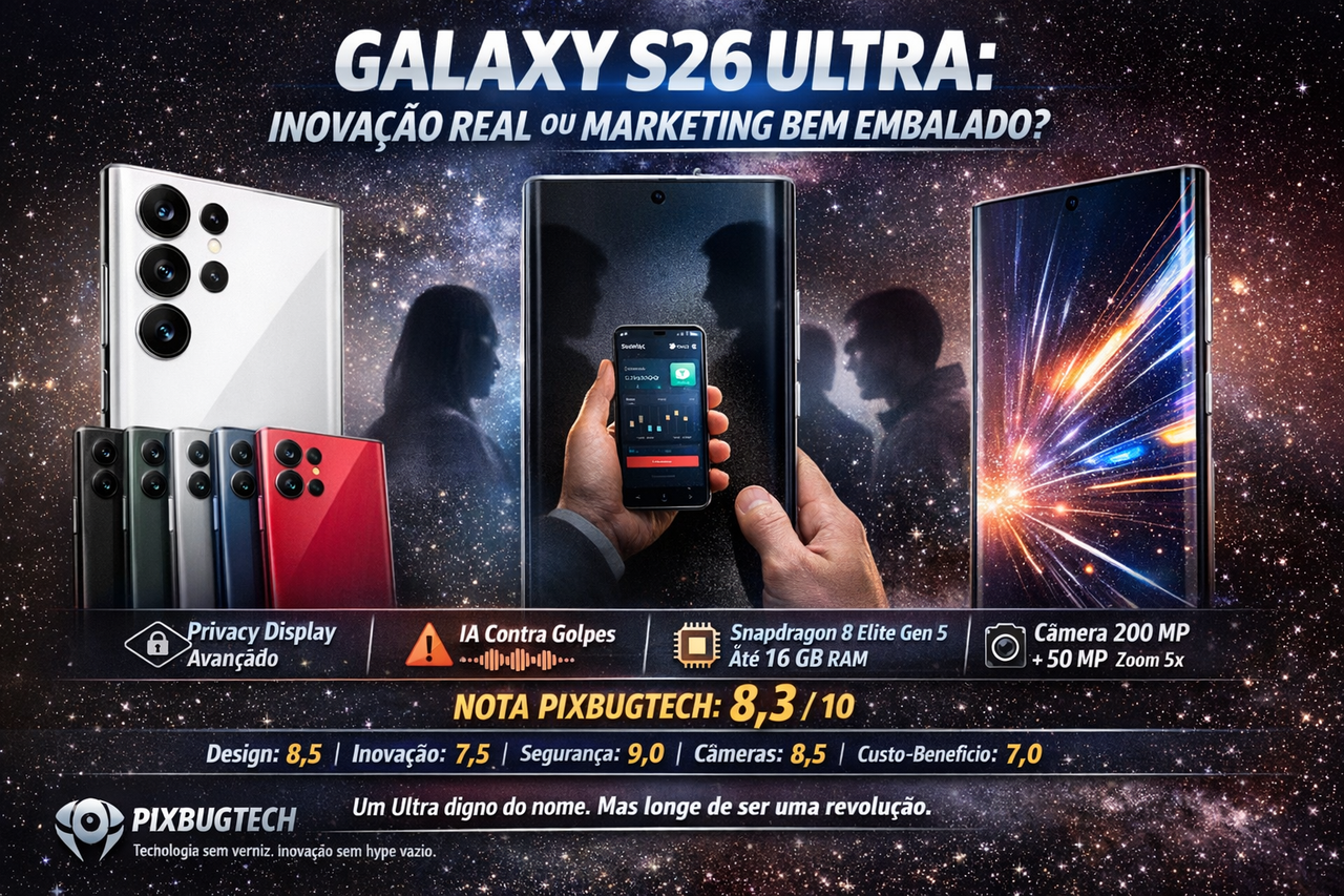 O Galaxy S26 Ultra chega para tentar calar os críticos — mas será que entrega revolução ou só mais um polimento caro?