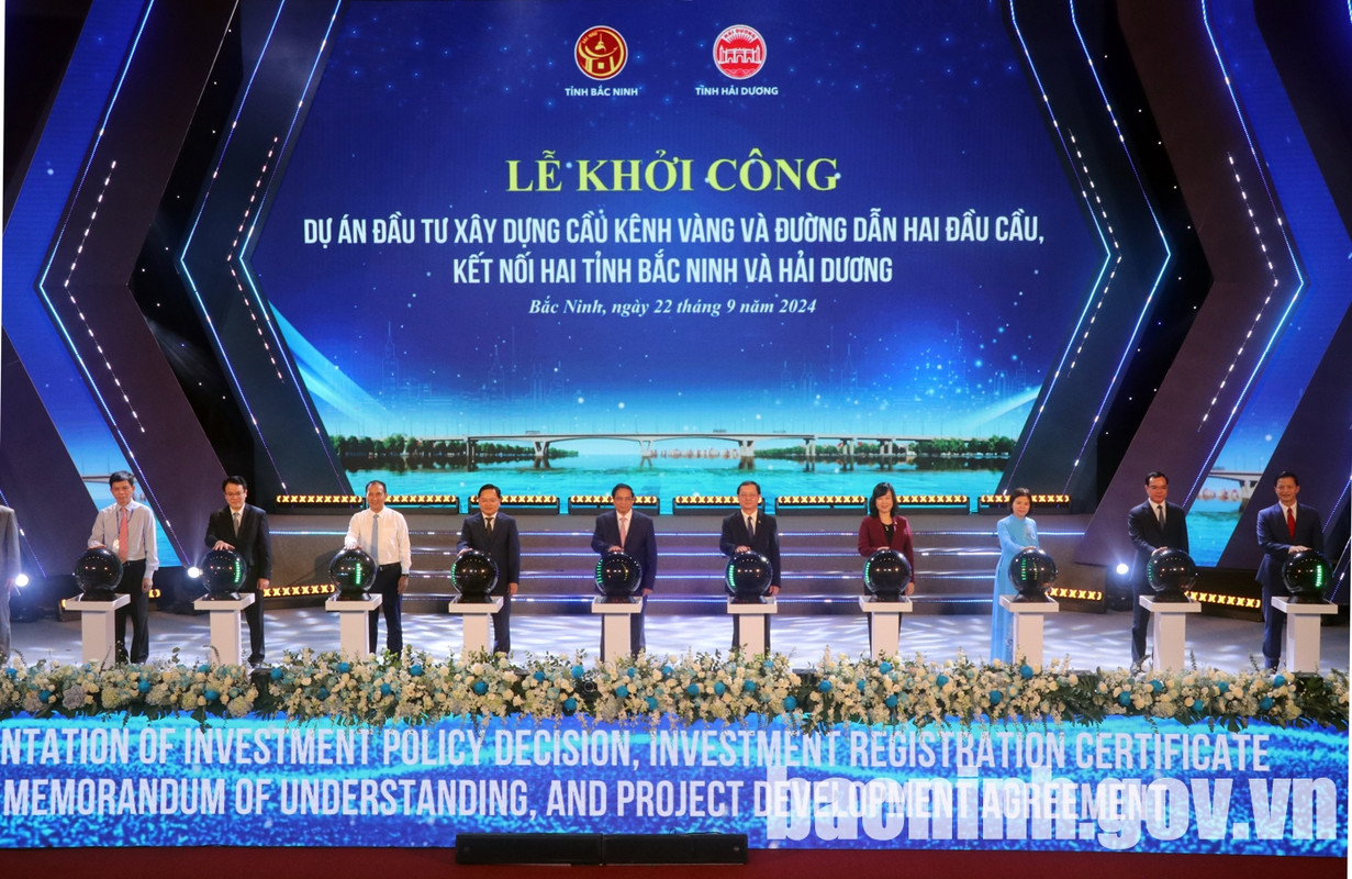 khởi công Dự án đầu tư xây dựng cầu Kênh Vàng và đường dẫn hai đầu cầu, kết nối hai tỉnh Bắc Ninh và Hải Dương
