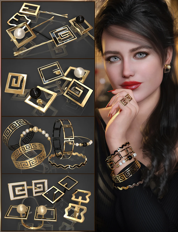 VRV Nadine Jewelry for Genesis 9, 8.1, and 8 Females
