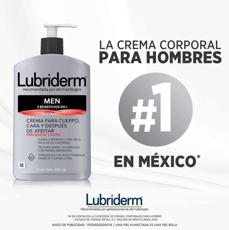 Amazon: LUBRIDERM Crema Corporal Men, Fragancia Ligera, 400 ml, 3en 1 (envio gratis con PRIME) Nuevamente Baja a $77 
