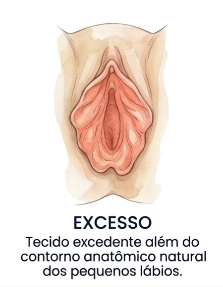 Ilustração de Excesso de tecido nos pequenos lábios