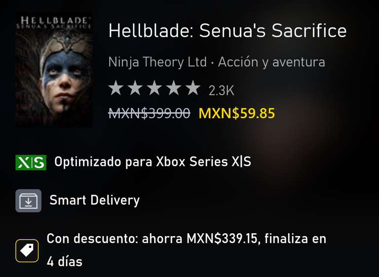 Xbox | Hellblade: Senua's Sacrifice 
