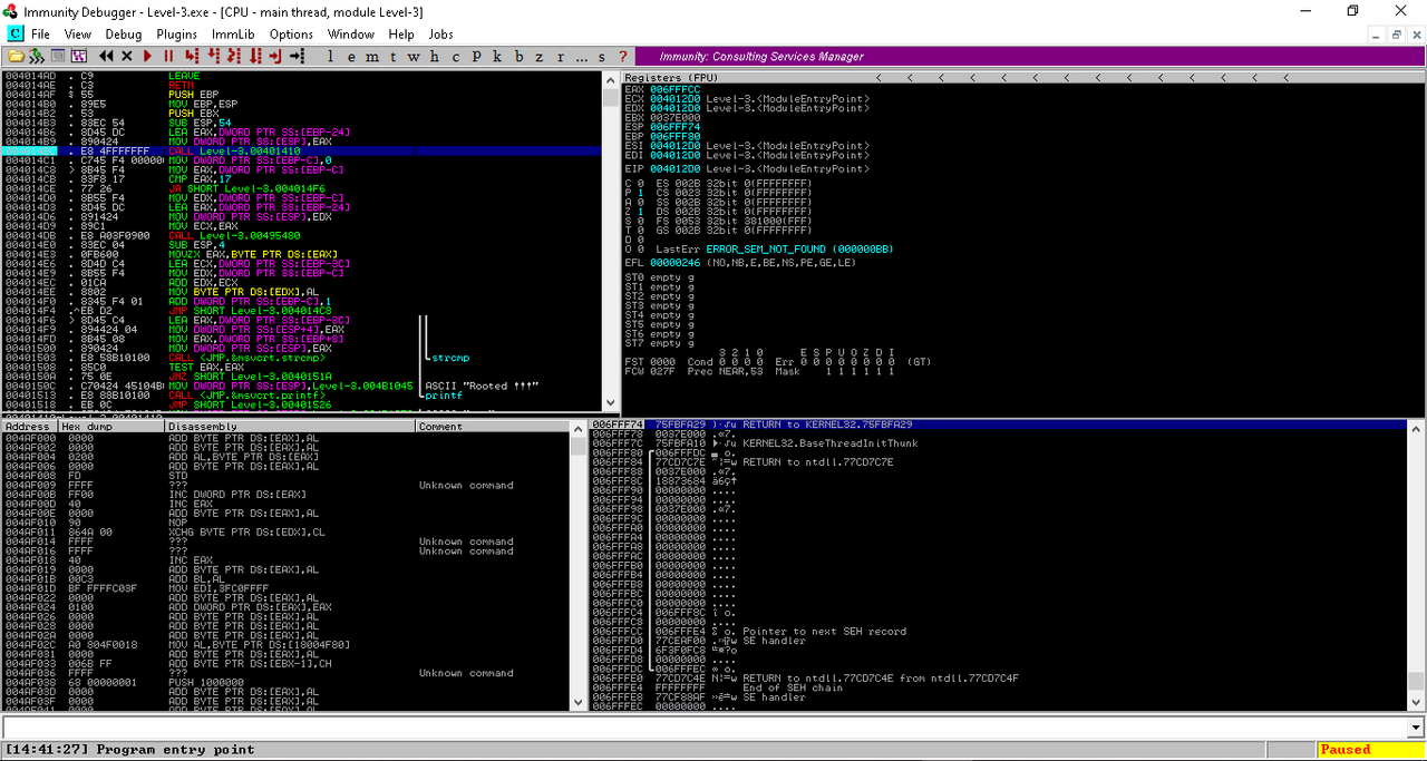 Immunity Debugger - Level 3 - Setup Breakpoint