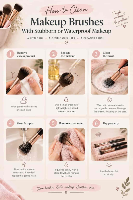  how to clean makeup brushes with stubborn or waterproof makeup, step-by-step cleaning 