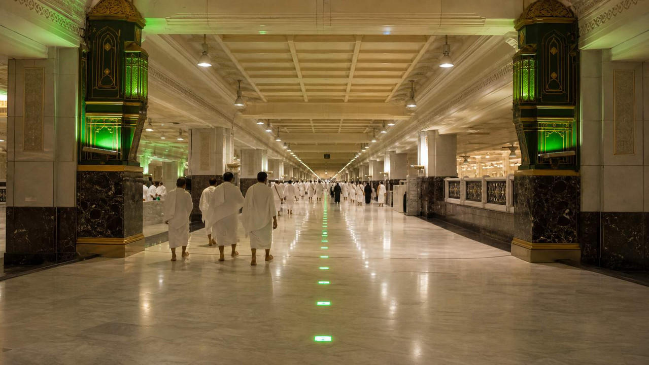 السعي بين الصفا والمروة والميلين الأخضرين في الحرم