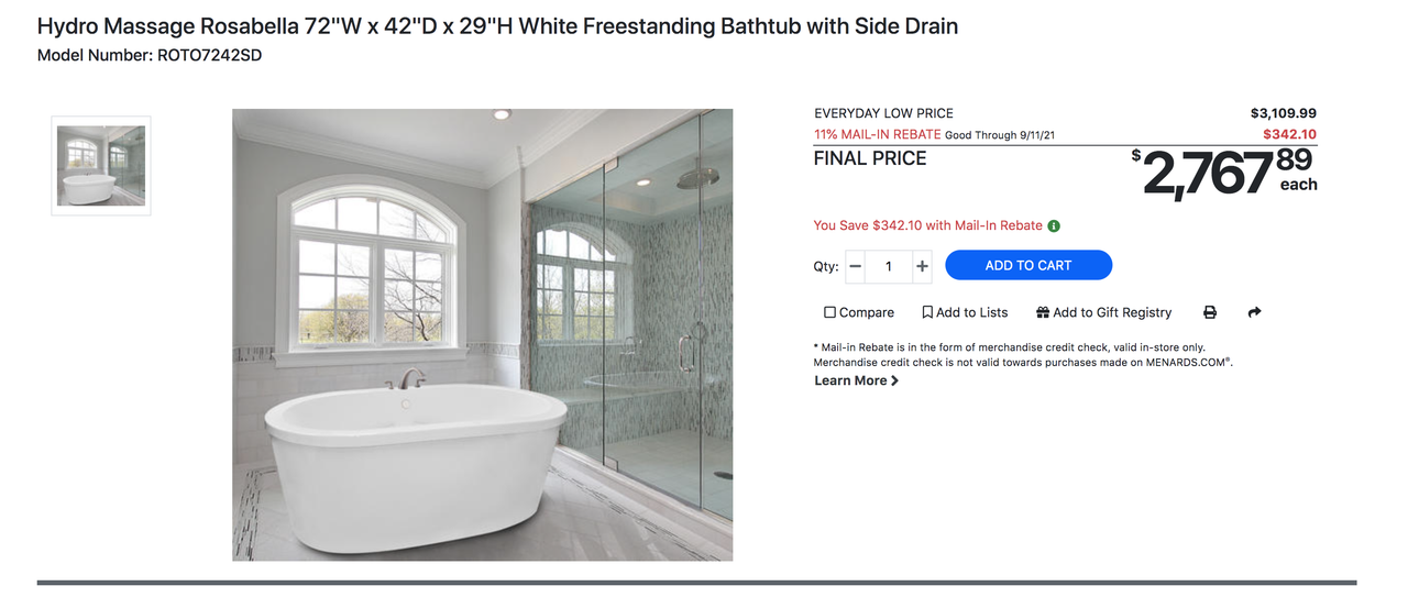 menards bath tub, free standing bath tub