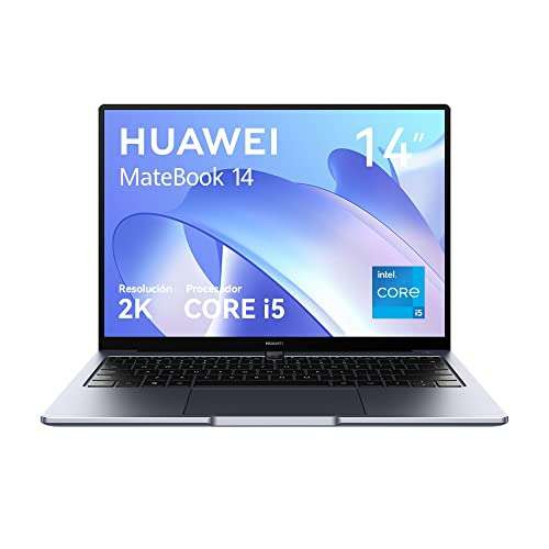 Amazon: HUAWEI MateBook 14 - Laptop de 14 IPS 2K (2160 x 1440 píxeles), Intel i5 11va 512GB NVME 8GB RAM Carga rápida, Sensor de huellas 