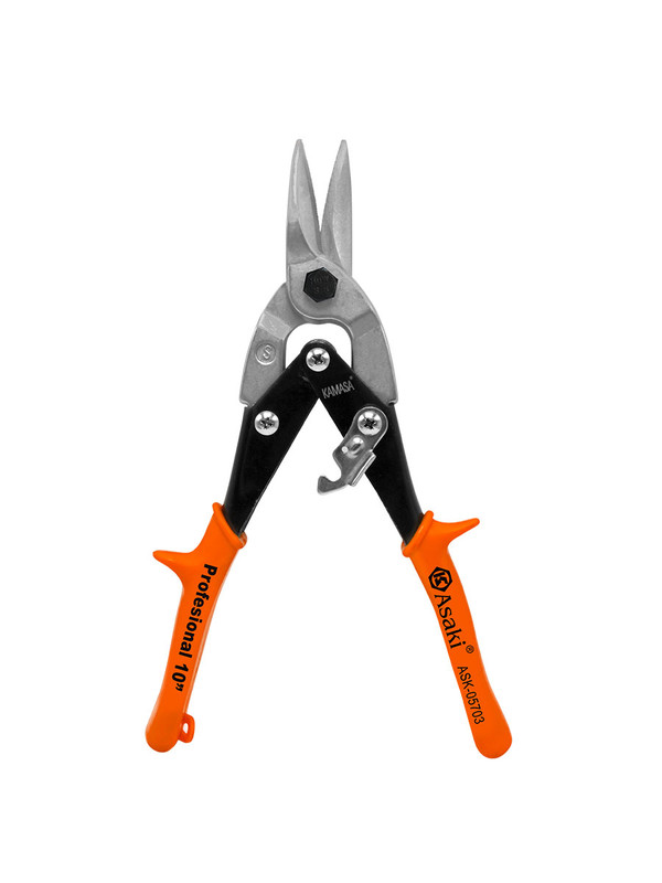 TIJERA HOJALATERA TIPO AVIACION MANGO PLASTICO 10" 255MM ASAKI