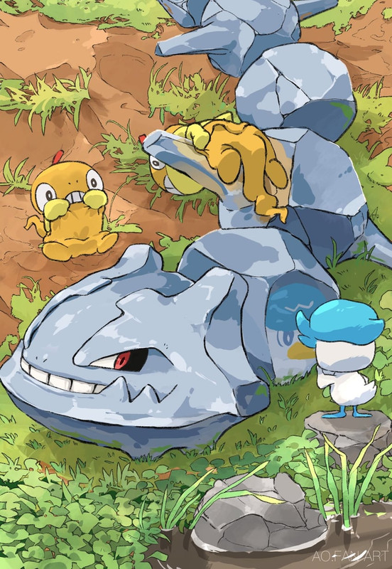 quaxly-steelix-and-scraggy-pokemon-drawn