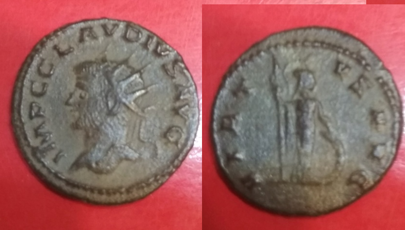 Antoniniano de Claudio II. VIRTVS AVG. Minerva estante a dcha. Antioch 2