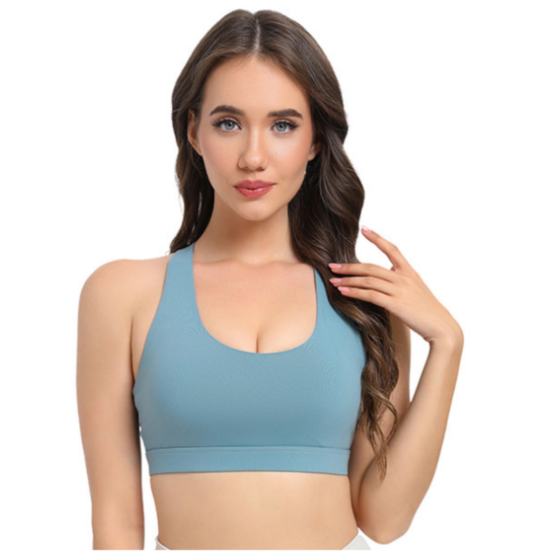 2-Pack Blue High-Support Shockproof Sports Bra(M Size) - Women's Backless Yoga Running Vest with Naked-Feel Comfort (Padded & Wire-Free)