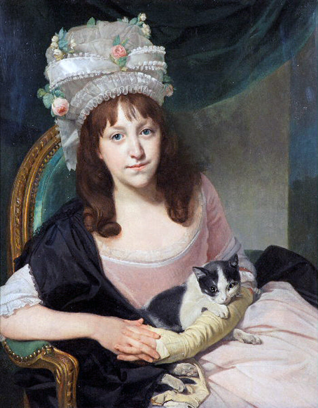 Портрет Софии Дюмерг, держащей кошку (Portrait of Sophia Dumergue holding a cat 1780, Victoria Art G