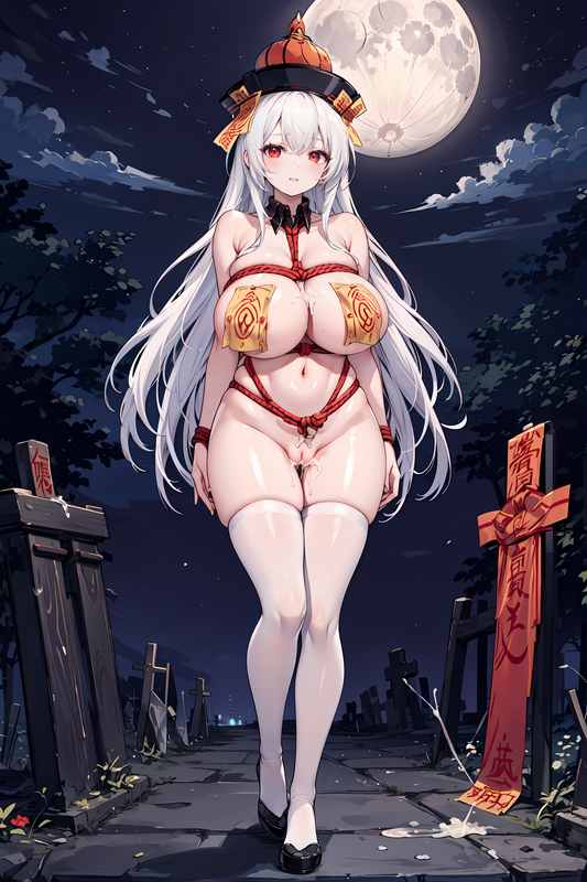 05077-2318060391-1girl,mature female,solo,huge breasts,sagging breasts,_jiangshi, no bra, cleavage, 